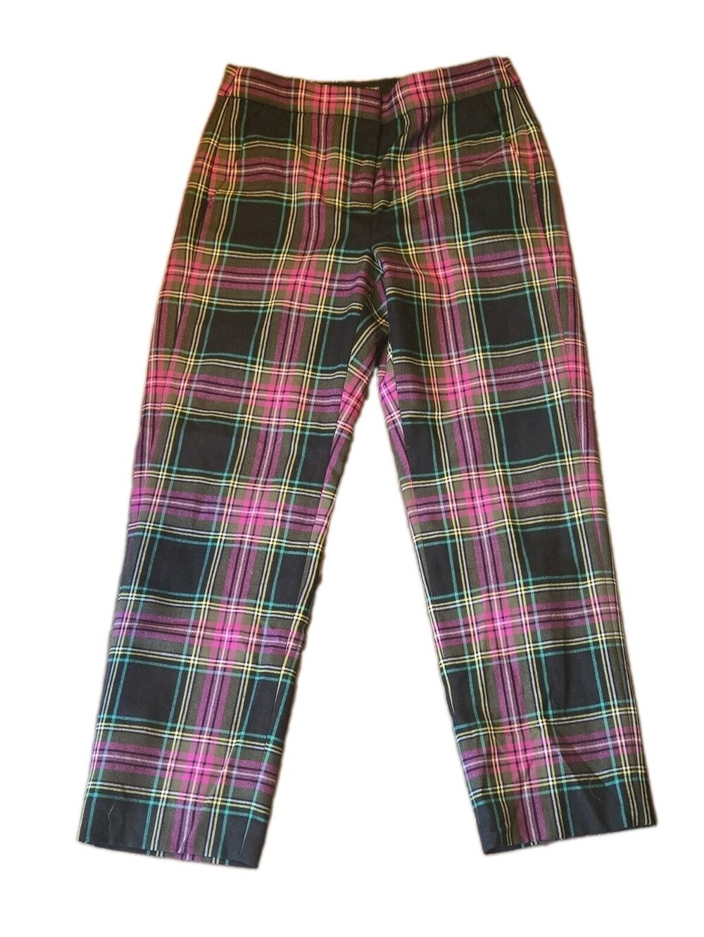 J.Crew Womens Plaid Dress Pants Wool Blend straight leg Sz 4 BM765 casual
